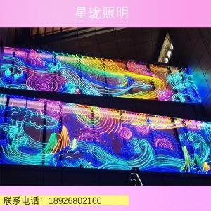 燈幕畫、燈飾畫、南寧墻壁畫、玻璃燈幕、霓虹畫、墻體亮化
